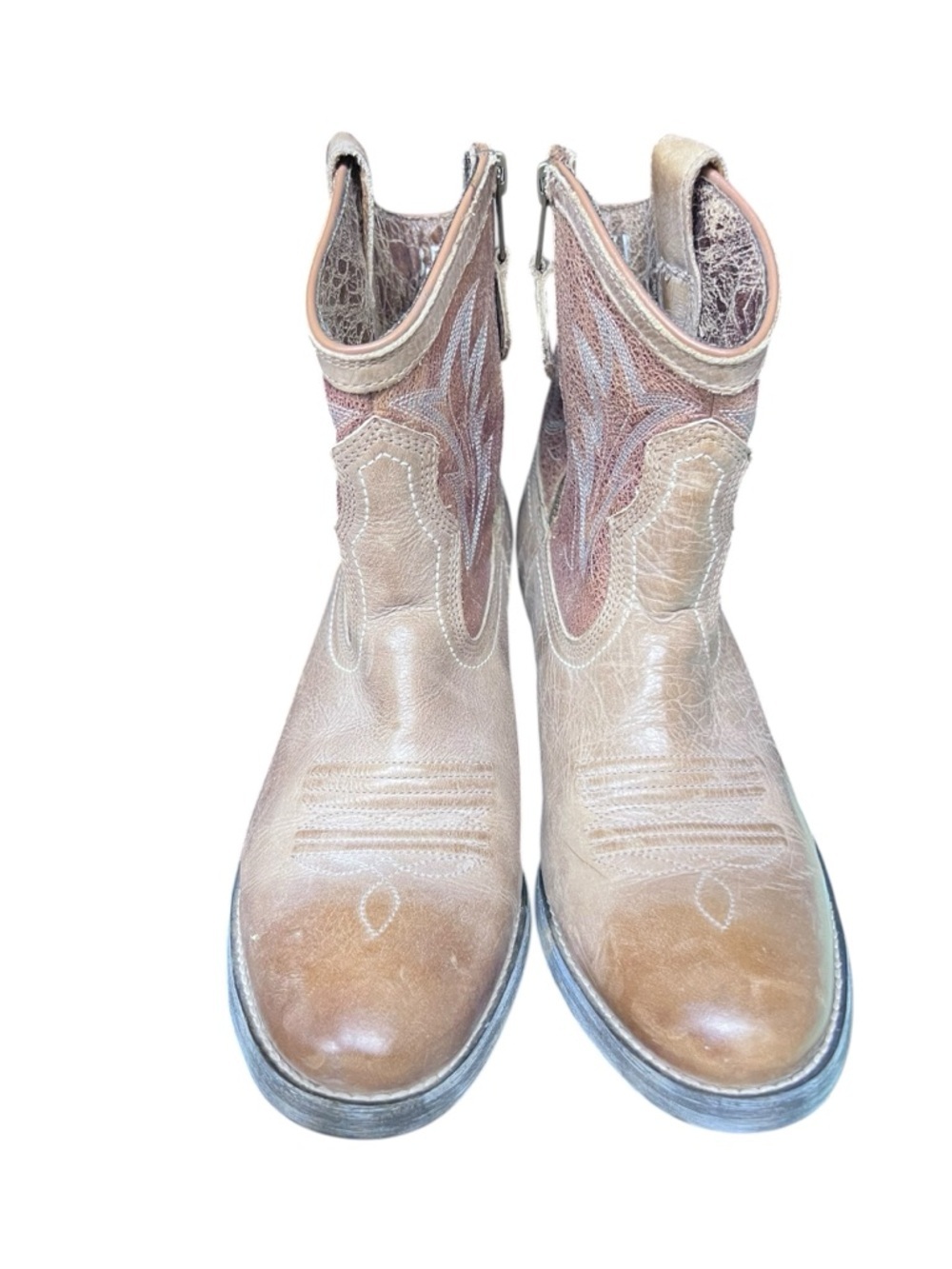 Ariat 10007966 Billie Brown Leather Side Zip Western Cowboy Ankle Boots Size 8.5 - Picture 2 of 7
